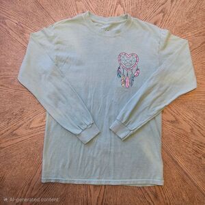 Benny & Belle Womens Long Sleeve Tee Untamed Heart Dream Catcher Blue Small